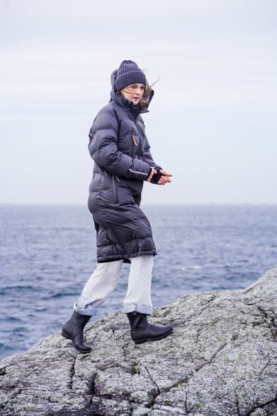 Kattnakken , Bobleregnjakke lang sludd voksen kattesvart